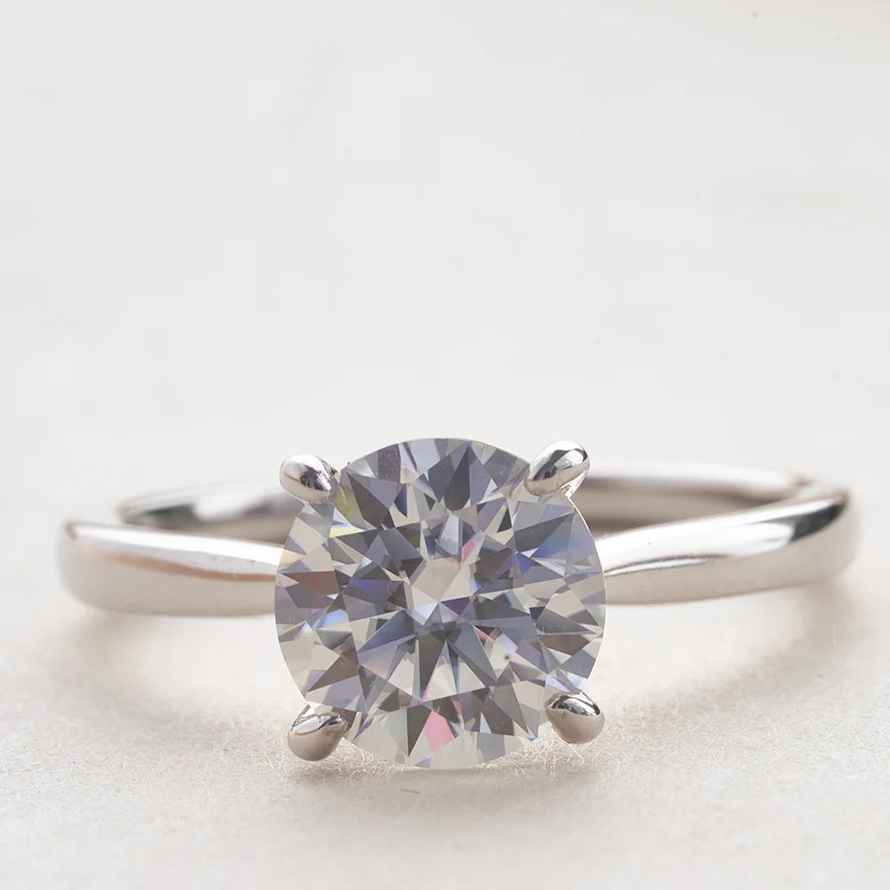 Real D Color 8mm 2 Carat Full Moissanite Ring For Women 100% Sterling Silver Band Plate Pt950 Fine Jewelry Gift