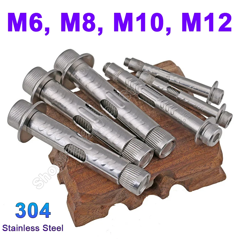 

1Pc M6 M8 M10 M12 304 Stainless Steel Hexagon Socket Expansion Screw Sleeve Concrete Anchor Built-in Tension Hex Allen Head Bolt