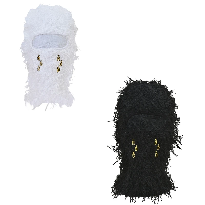 

Balaclava Hat Messy Coil Embroidery Money Bag for Women Men Cosplay Supplies