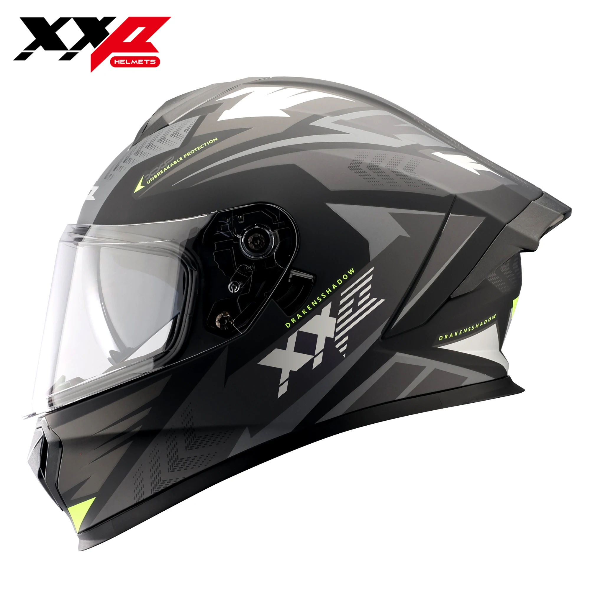 Xxp Motorcycle Helmets with Large Spoiler Clear Draken S Outer Visor Black Inner Visor Motocross Helmet Quick Release Buckle New
