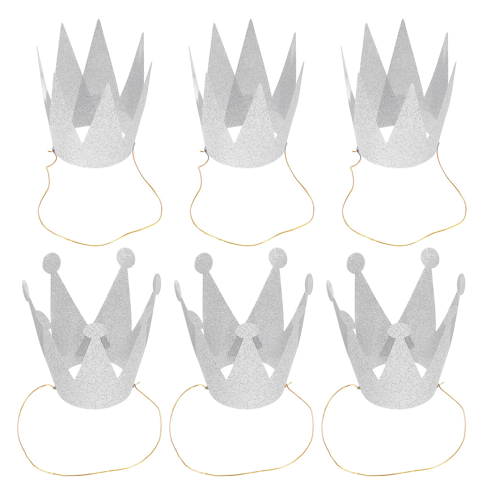 

6PCS Birthday Crown Party Decorations Kids Toddler Gold Glitter Prince Crown Crowns Hat Accessories