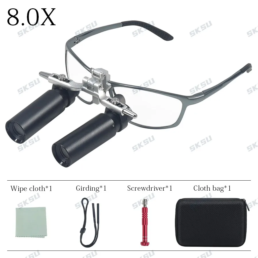 SKSU Tandheelkundige Loepen Lichtgewicht Tandheelkundige Chirurgische Loep Bril Professionele Medische Vergrootglas voor Orale Operatie 4x/5x/6x/8x