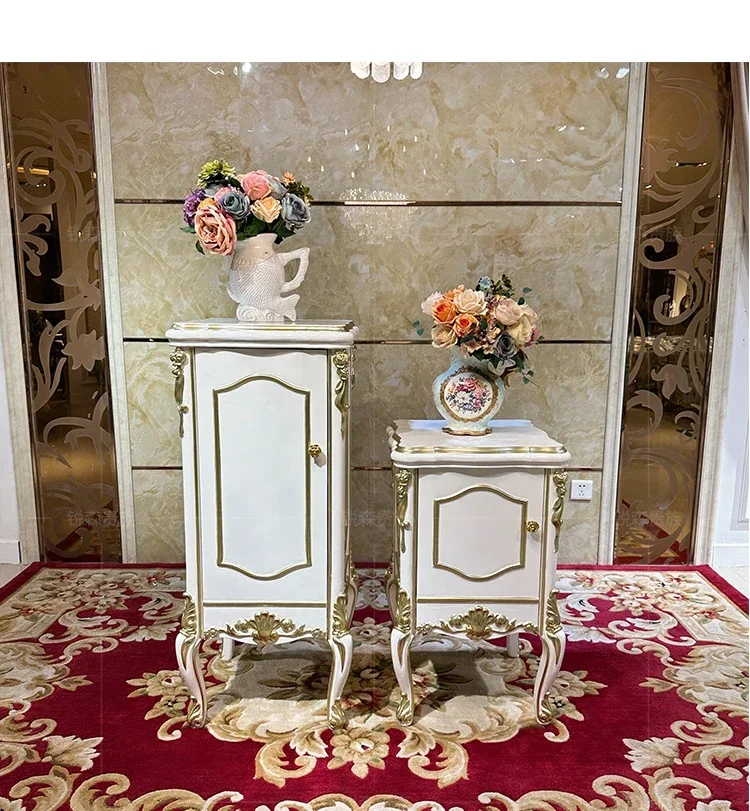 

Solid wood flower stand European luxury living room carved storage rack Floor-to-ceiling neoclassical flower pot stand
