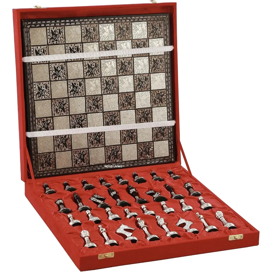 高級装飾プレミアムチェス盤ゲームセット 14 x 14インチ マルチカラー コレクターズアイテム 手作りチェスセット プロ向け 大人向け