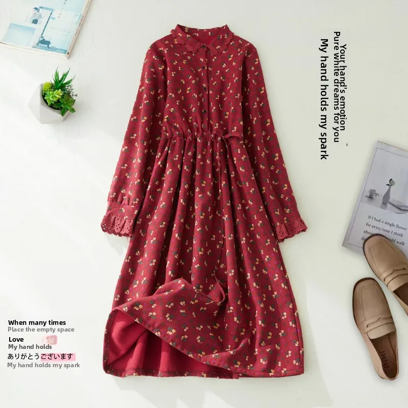 

Осень-зима, свободная облегающая юбка миди с цветочным принтом на подкладке, повседневная базовая юбка для женщин больших размеров