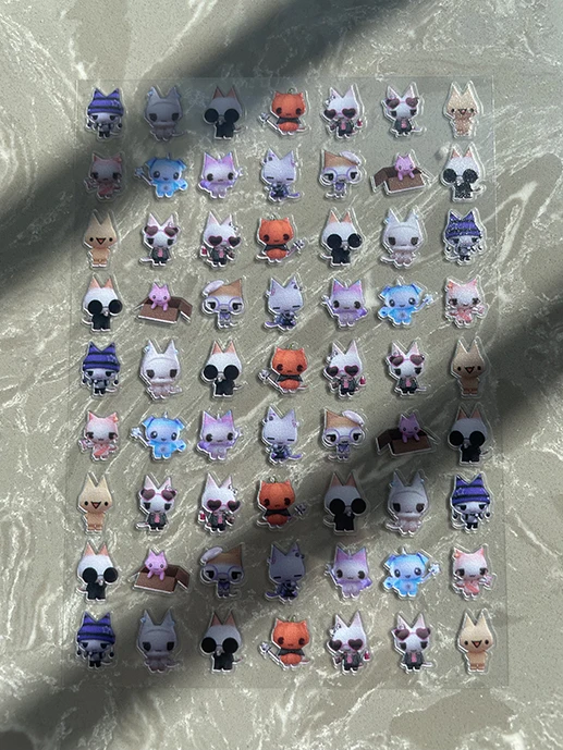 PVC Kawaii Katzen Mini Wasserdichte Klassische Hobby-Aufkleber Nagelkunst Wasserfest Langlebig für Laptop Wasserflasche Notizbuch Sticker