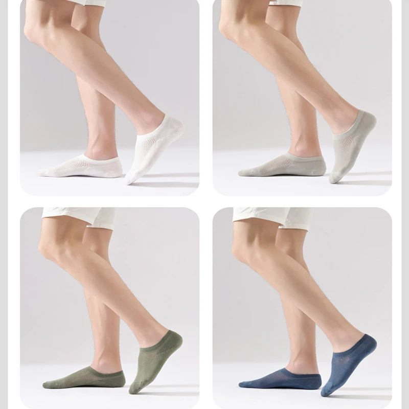 High Quality 5Pairs Men's boat  socks Combed Cotton Mesh Breathable Odor proof and antibacterial Spring Summer for Male sock New