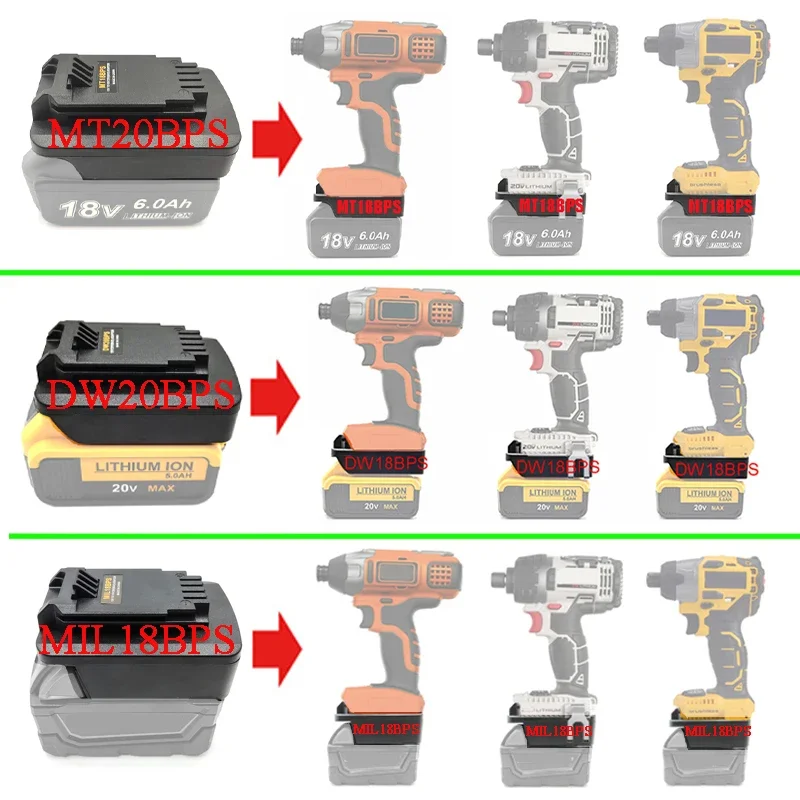 MT18BPS DW20BPS MIL18BPS Converter Adapter For Black Decker For Porter-Cable For Stanley For DeWalt For Makita For Milwaukee