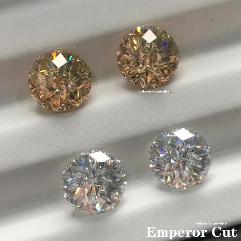 

Moissanite Stone 5mm-12mm White D Color VVS1 Excellent Emperor Cut Round Moissanite Stone Pass Diamond Test Positive With GRA Ce