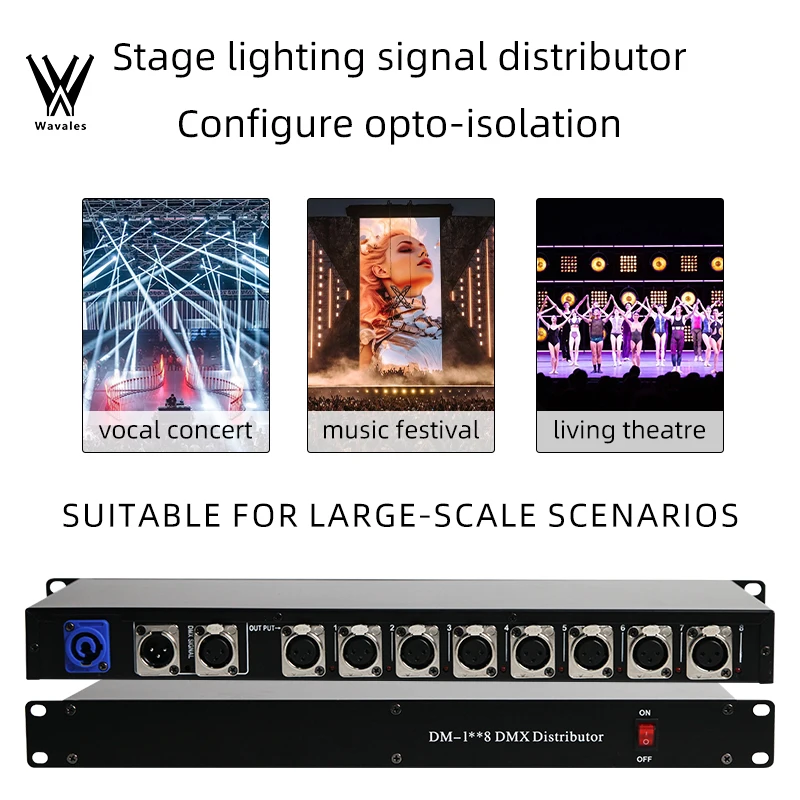 Best Quality Stage Light DMX Signal Amplifier Stage Light Controller DMX512 Splitter 8 Way DMX Distributor for Stage Equipment