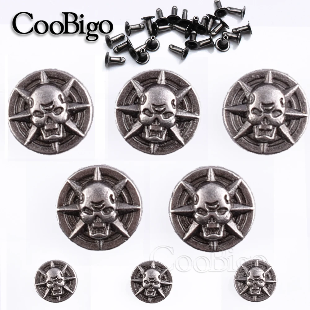 10mm Decorative Metal Button Rivet Fasteners for Leather Bags Clothes Jean Pants Needlework Sewing Accessories Concho Skull