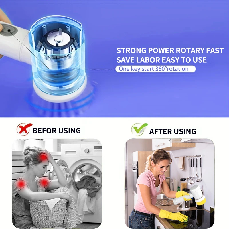 Electric Cleaning Brush Multi-functional Wireless Brush Kitchen Cleaning Window Cleaner Bathroom Bathtub Toilet Scrubber