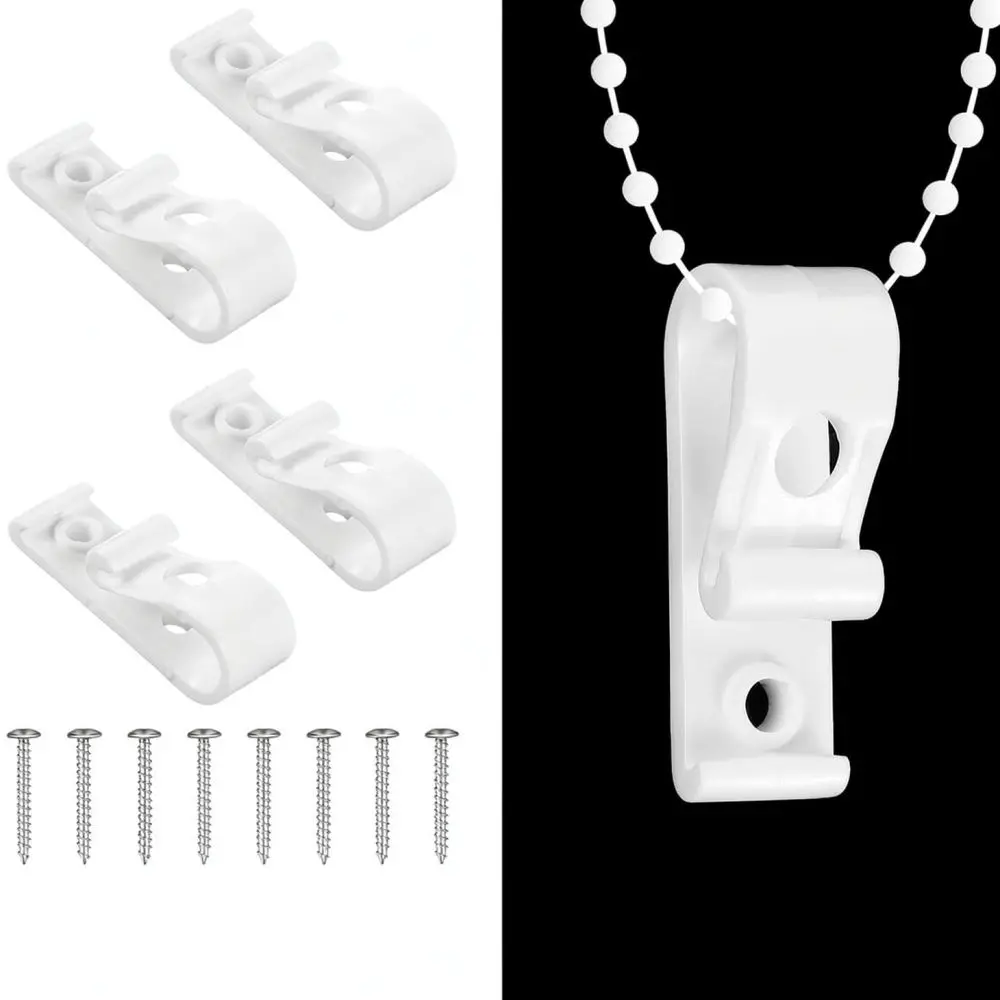 Window Curtain Cord Safety Holder Double Hole Plastic Hook White Tensioning Device For Blind Chain Accessories