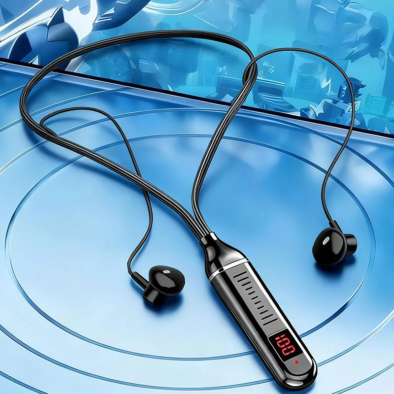 Magnetic Neckband Sports Earphones - ﻿ Kabellose Bluetooth-Kopfhörer mit Nackenbügel, Gaming-LED-Display,