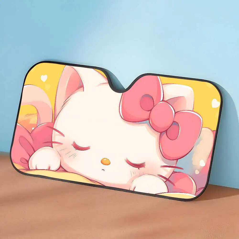Penutup Pelindung Matahari Mobil Lipat Universal Ringan Motif Kartun Lucu H-Hello K-Kittys