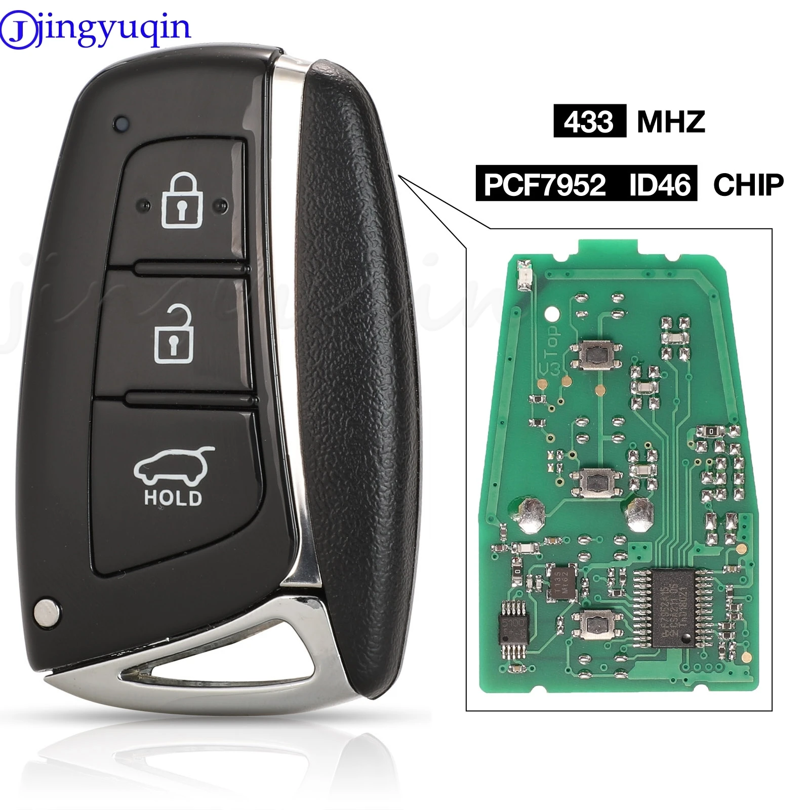 

jingyuqin New Style Smart Car Key For Hyundai Santa Fe IX45 2013 2014 3B 433mhz ID46 Electronic Chip 7952 Keyless Entry Remtekey