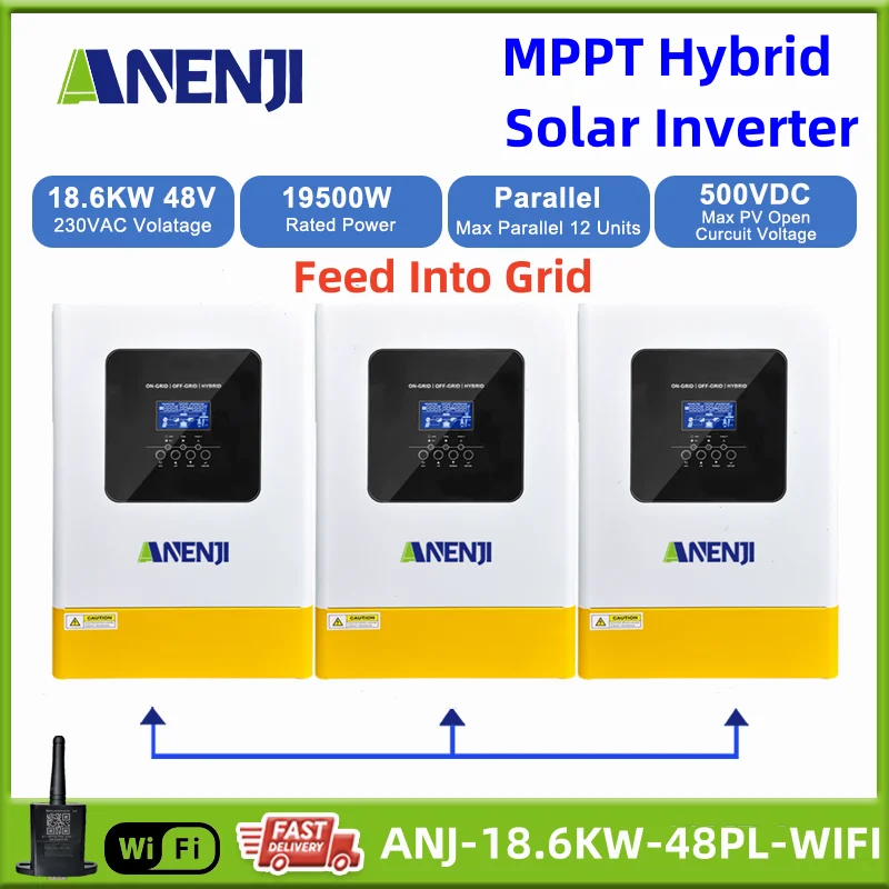 18.6KW 48V Solar Hybrid On/Off Inverter 3 Phases 220V Parallel Pure Sine Wave MPPT 120A Charge Controller PV Input 500V