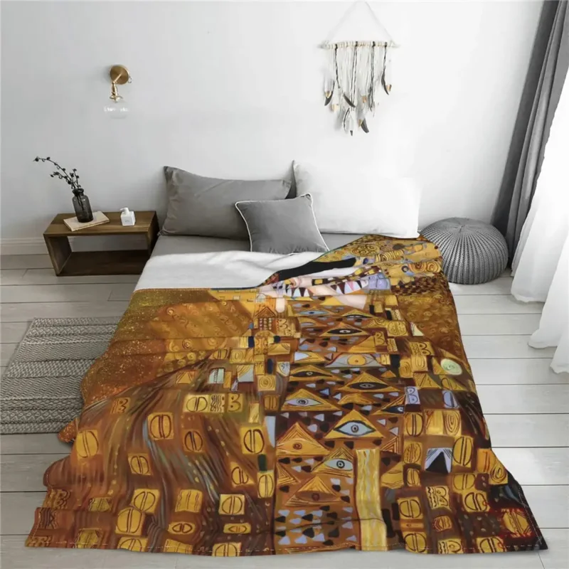 Gustav Klimt Fleece Spring/Autumn Adele Bloch-Farmer Freyas Art Super Warm Throw Blanket for Home Travel Bedding Throws