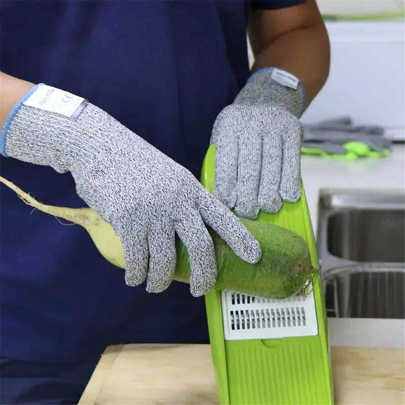 Anti Cut Proof Gloves Hot Sale GMG Grey Black HPPE EN388 ANSI Anti Cut Level 5 Safety Work Gloves Cut Resistant Gloves