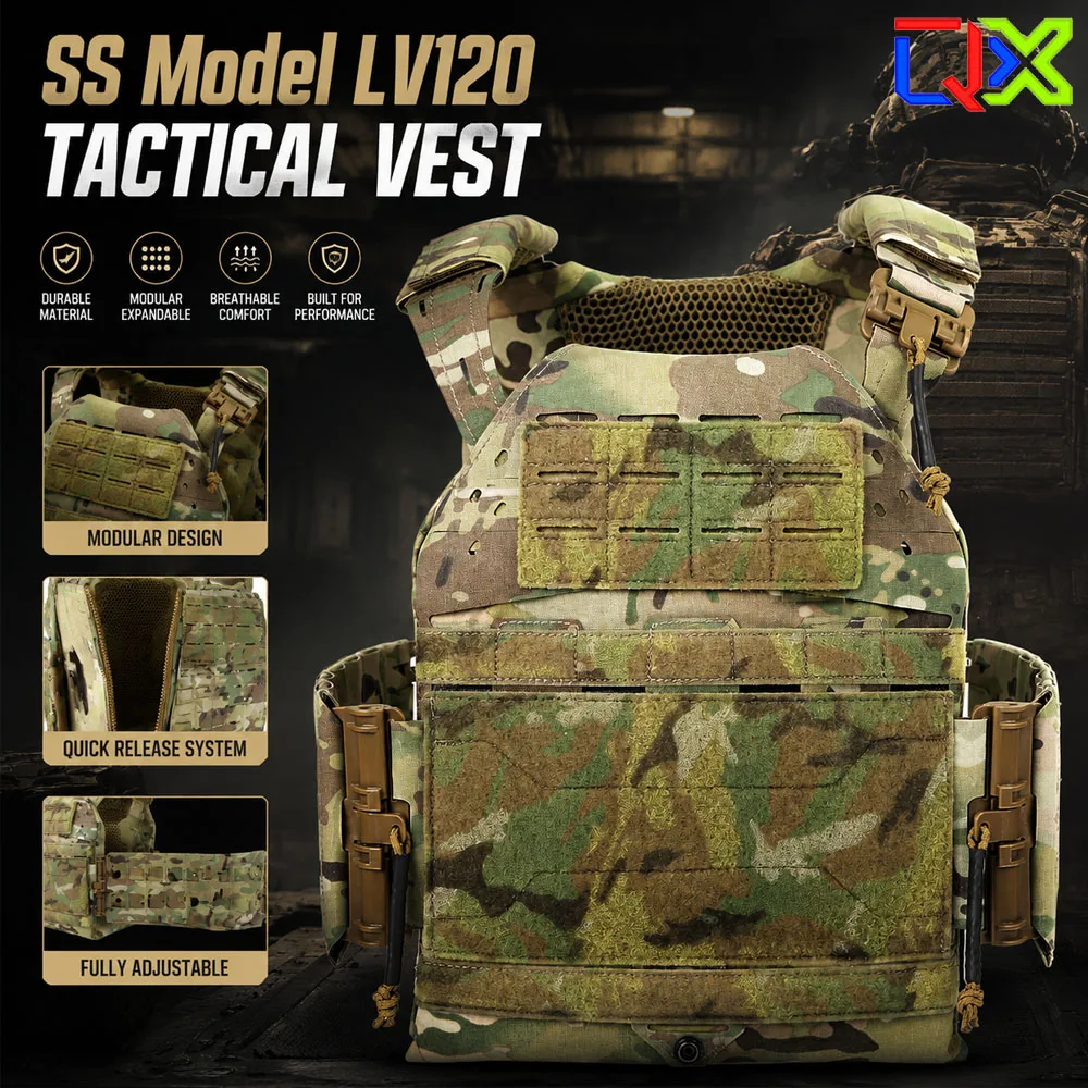 QX Modular LV-120 Tactical Camouflage Vest  Adjustable Combat Vest Outdoor Training Gear Military Equipment