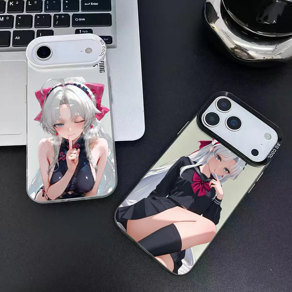 حافظة هاتف لهاتف آيفون 17 16 15 14 13 12 11 برو ماكس أسود أرجواني غير لامع ليزر معدني أورورا فوندا كارلوتا ويذرينج ويفز ويكي