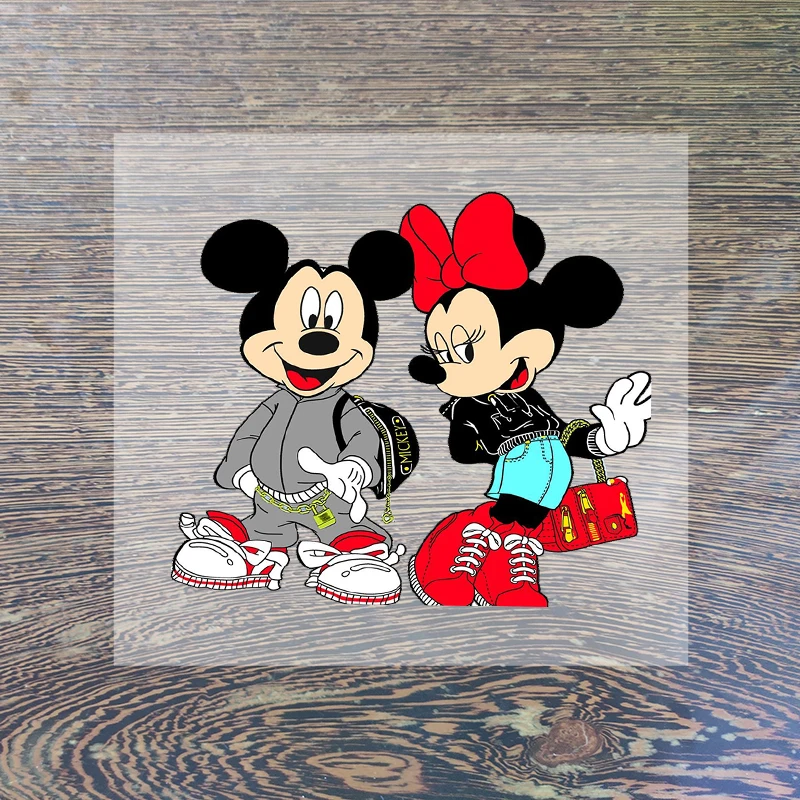 Mickey Minnie Mouse Iron on Clothing Sticker Lovers Daisy Donald Duck Clothes Patches Hot Transfer Sticker Hoodie Tops Applique