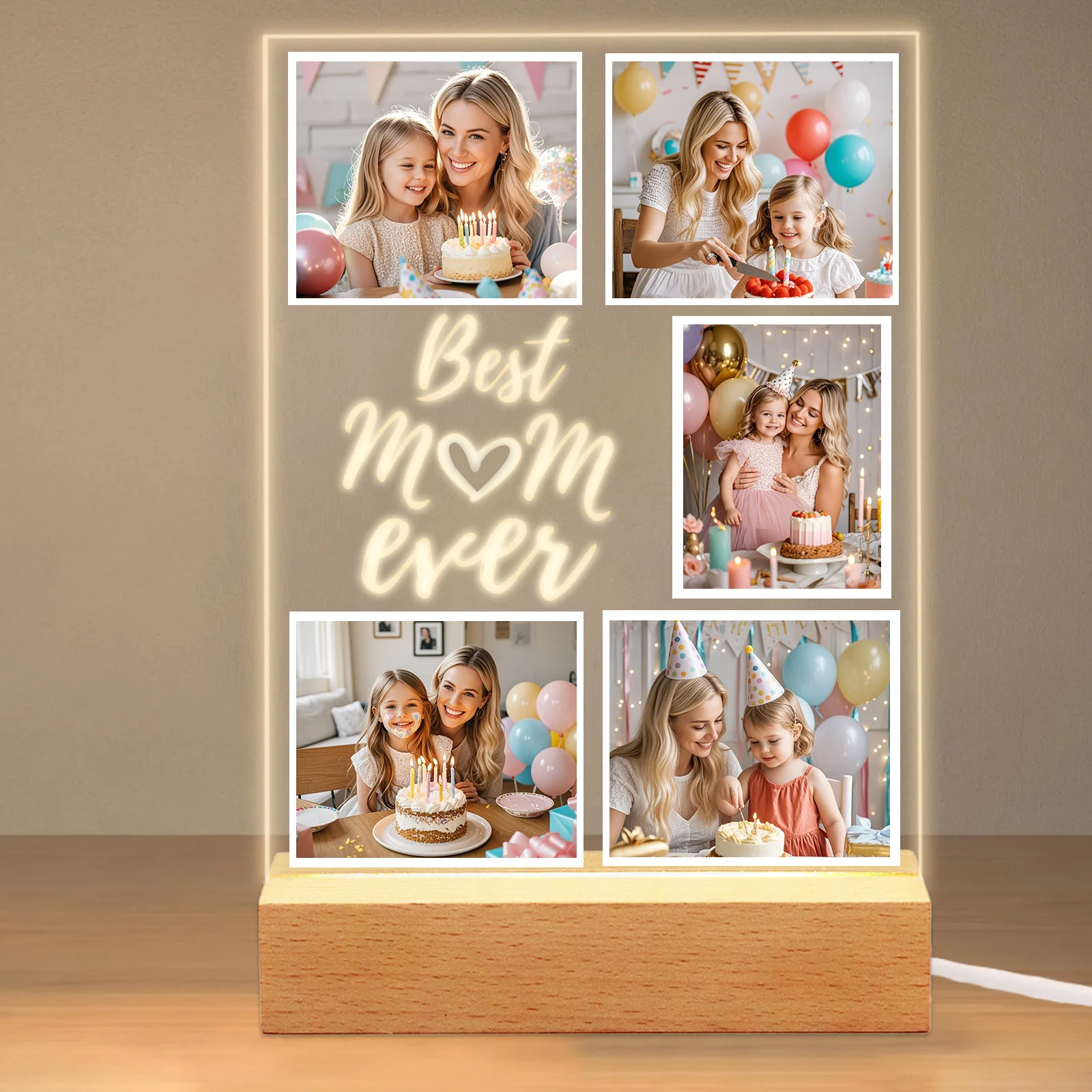Personalized Acrylic Photo Night Light For Mom,Custom LED Frame from Daughter/Son,Unique Mother's Day Valentine‘s Birthday Gif