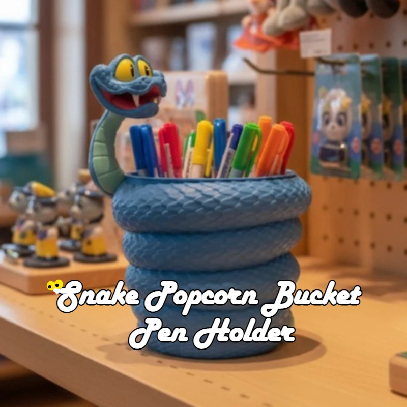 12 cm, 15 cm, 18 cm 3D bleu fou Animal serpent pop-corn seau porte-stylo
