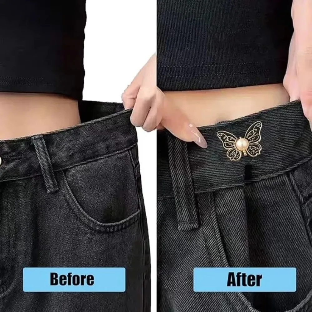 

Butterfly Shape Jeans Buttons Fixed Adjustable Pants Pins Waist Tightening Tool Waist Fastening Pins Dress Decoration