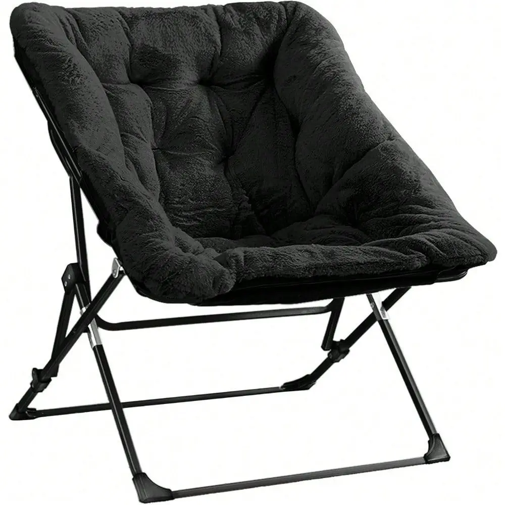 

Comfy Chair, Faux Fur Soft Cozy Lounge Reading Papasan Chair For Adults Kids Bedroom Living Room Dorms Small Space, Black