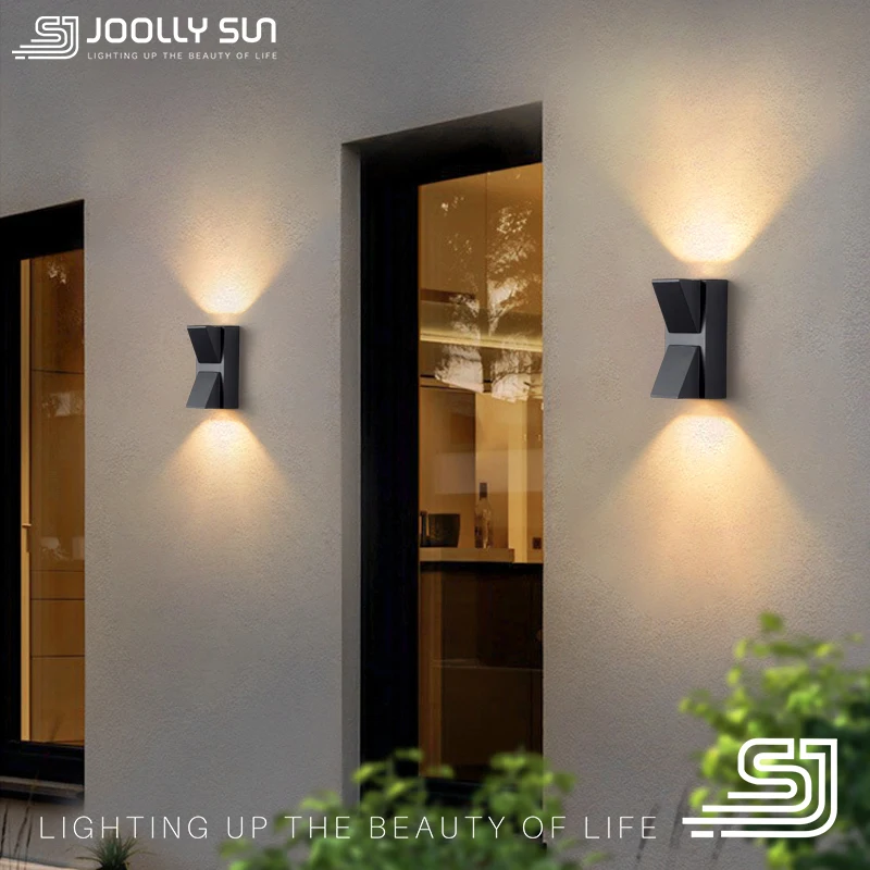 Joollysun โคมไฟติดผนัง LED, โคมไฟกันน้ำสำหรับระเบียงลานบ้านกลางแจ้งระเบียงการตกแต่งบ้านแบบทันสมัยรั้วสวนวิลล่า