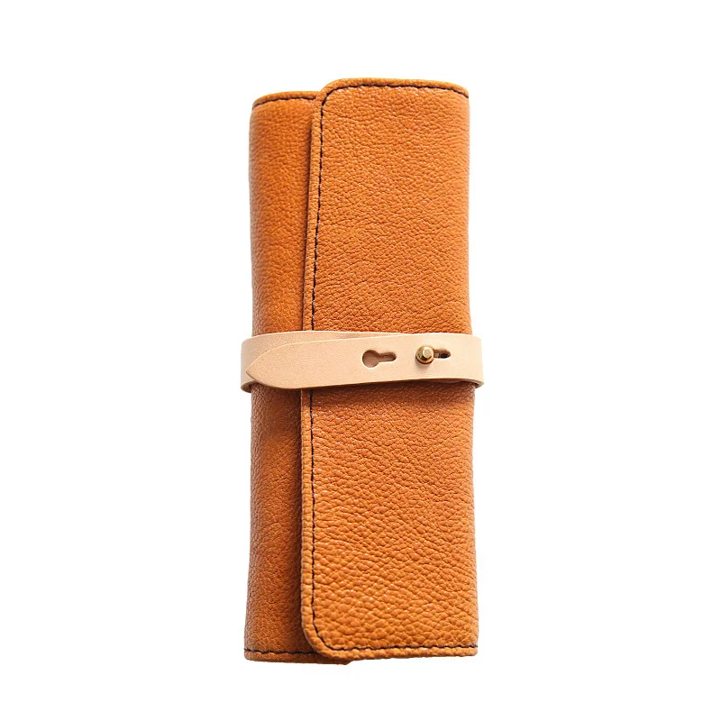 Manual Handmade Men\'s Leather Pen Bag Top Leather Tool Kit Women\'s Cosmetic Bag  Storage Stationery Bag