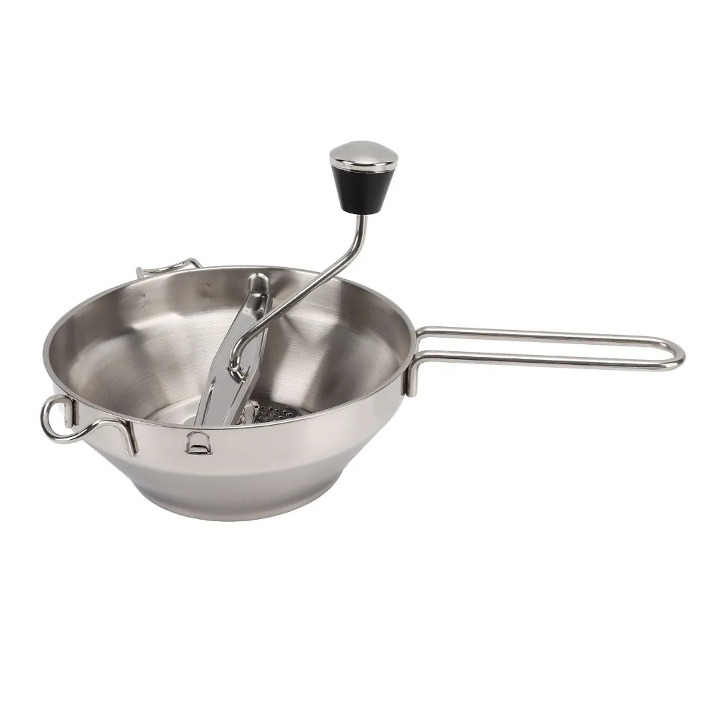 Stainless Steel Bowl Food Mill 3 Interchangeable Disks Ergonomic Handle Potato Ricer Rotatable Easy Clean Manual Food Mill