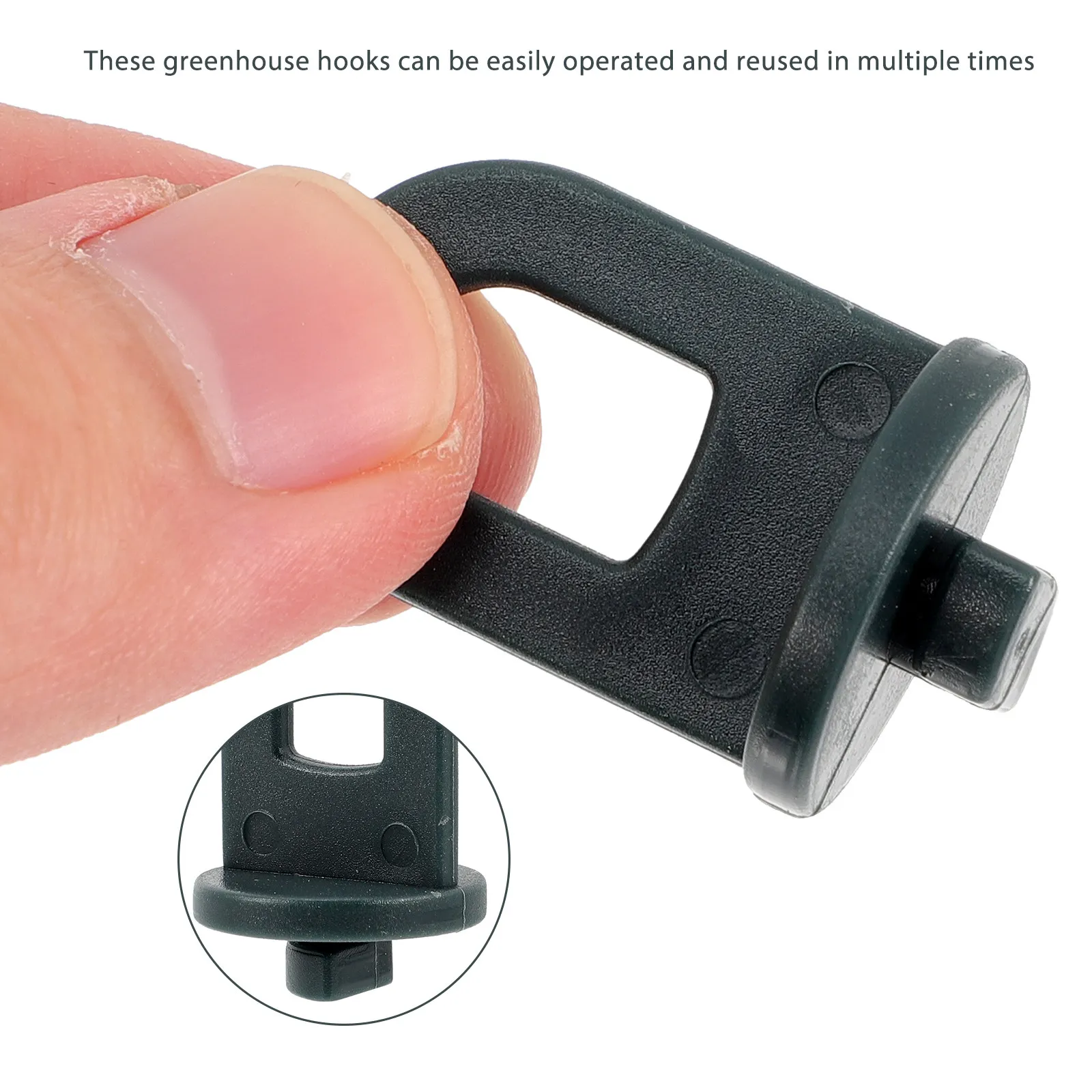 50Pcs Greenhouse Fixing Hooks Premium Plastic Plant Pot Hangers Easy Install Roof Track Hanging Clips for Shade Net