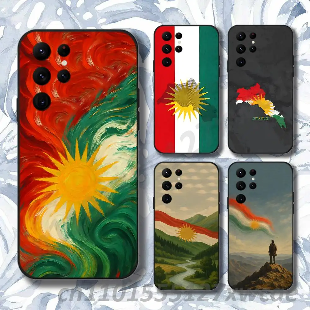 Kurdistan Flag Phone Case For Samsung S10,S21,FE,S21 ,S26,S25,S24,S23,Ultra,S9,S22,Plus Black Shockproof Silicone Sof