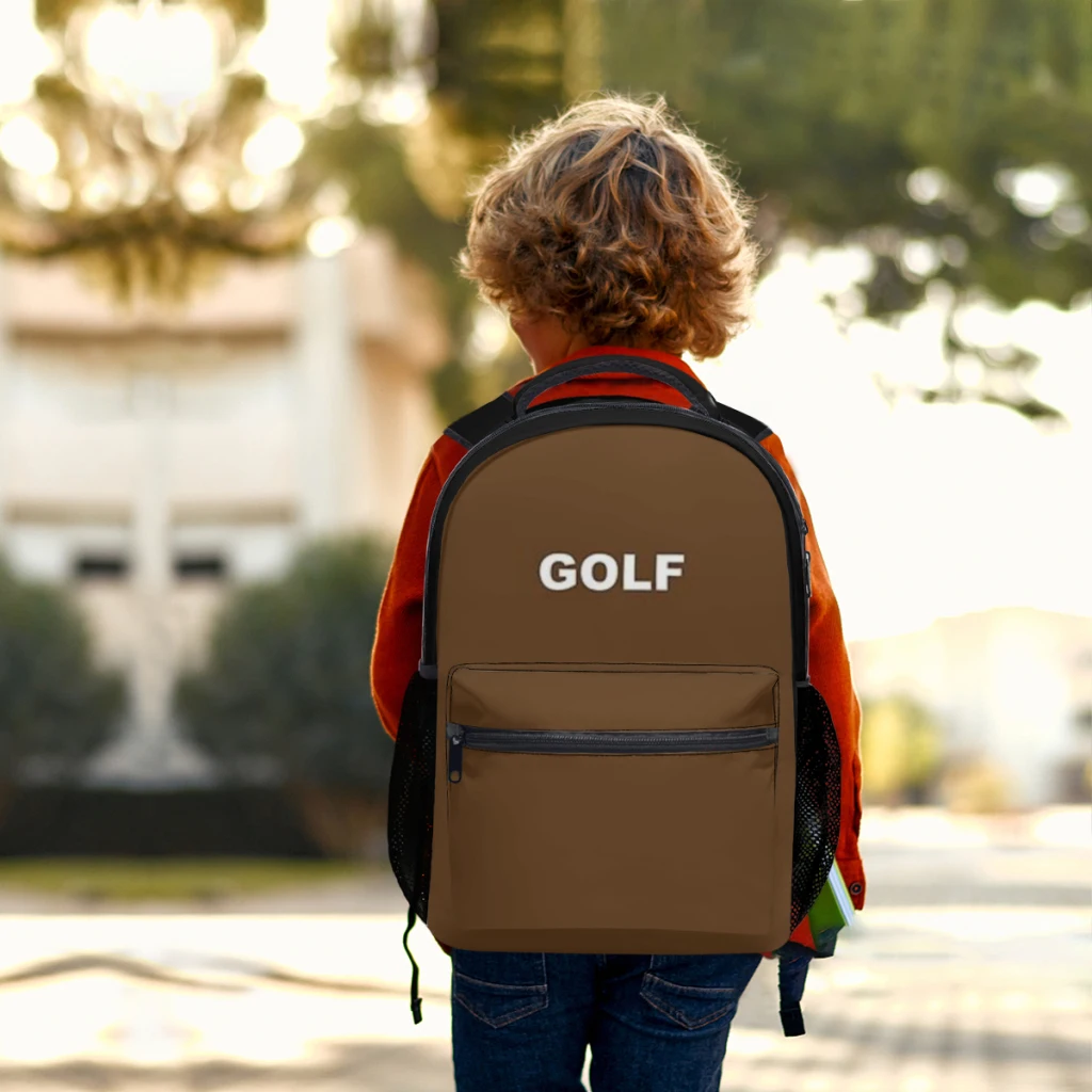 Golf Logo braun neue weibliche Mode Jungen hohe Kapazität wasserdichten College-Rucksack trend ige Mädchen Laptop Schult aschen 17 Zoll ﻿ ﻿