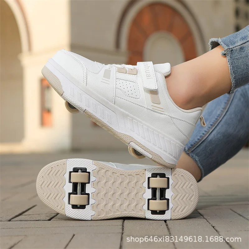 Children Four Wheels Roller Skates Shoes Adult Sneakers Students Wheel Shoe Child Flying Shoes