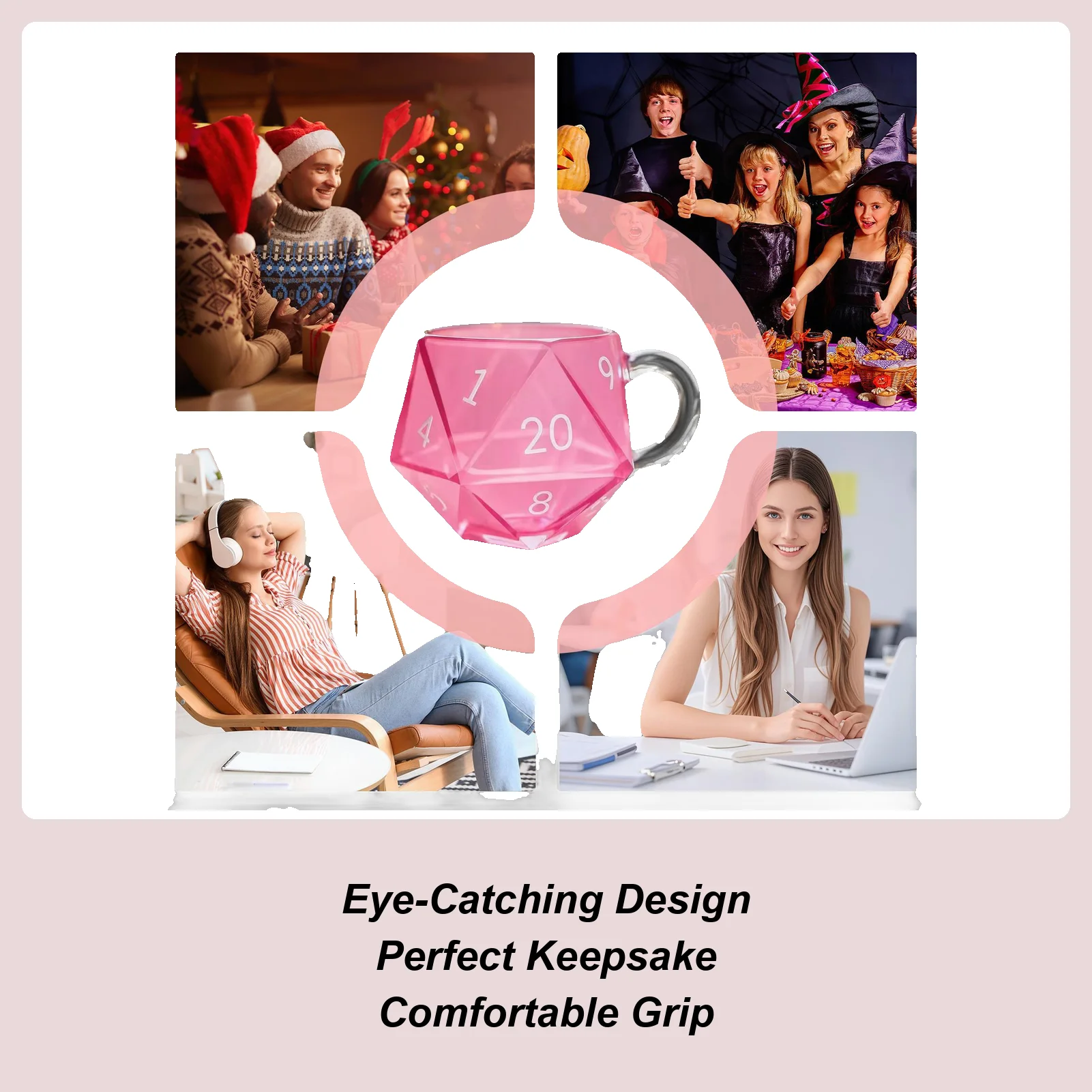Cup For Tea Polyhedral Dice Beverage Container Glass Drinking Mug For Morning Routine Breaks Birthday Party Seasonal
