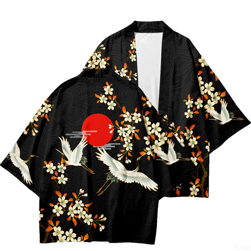 Japanese Kimono Open Collar Men's and Women's Printed Demon Traditional Clothing Men's and Women's Unisex Tops