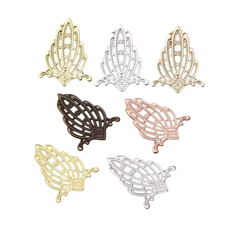 BoYuTe (50 Pieces/Lot) 22*35MM Filigree European Flower Jewelry Materials Metal Brass DIY Accessories