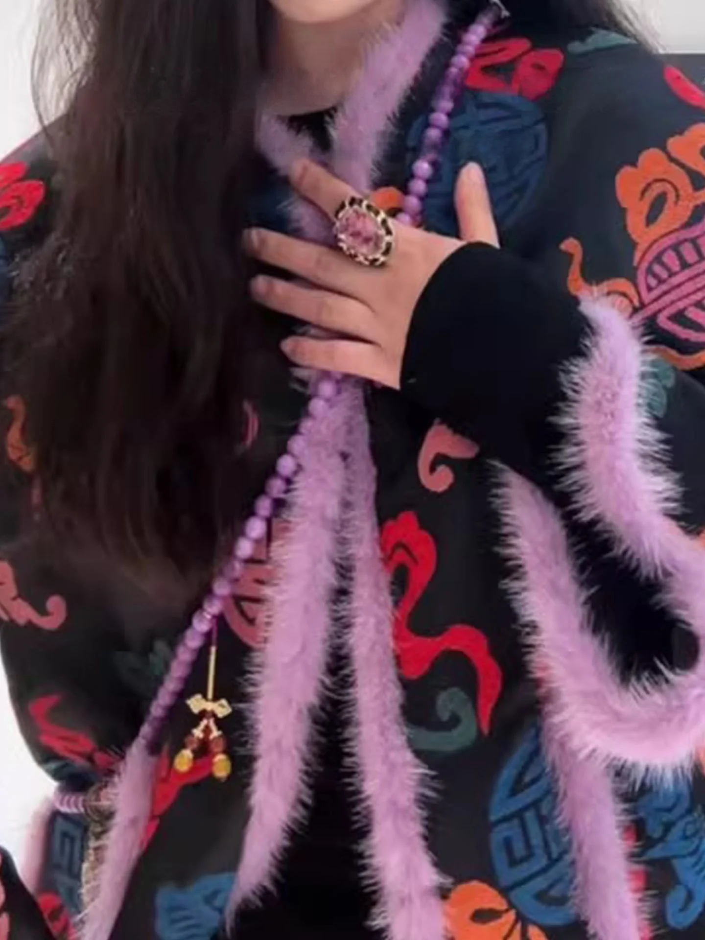 Nuevo Jaet de algodón con estampado Floral chino para mujer, prendas de vestir exteriores holgadas de invierno, Ele Ladylike Retro Sle