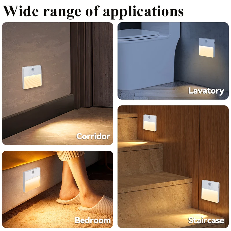 RGB Night Light with Motion Sensor, 3 Modes (ON/AUTO/OFF) and 5 Brightness Dimmable for Bedroom, Hallway, Living Room, Stairs