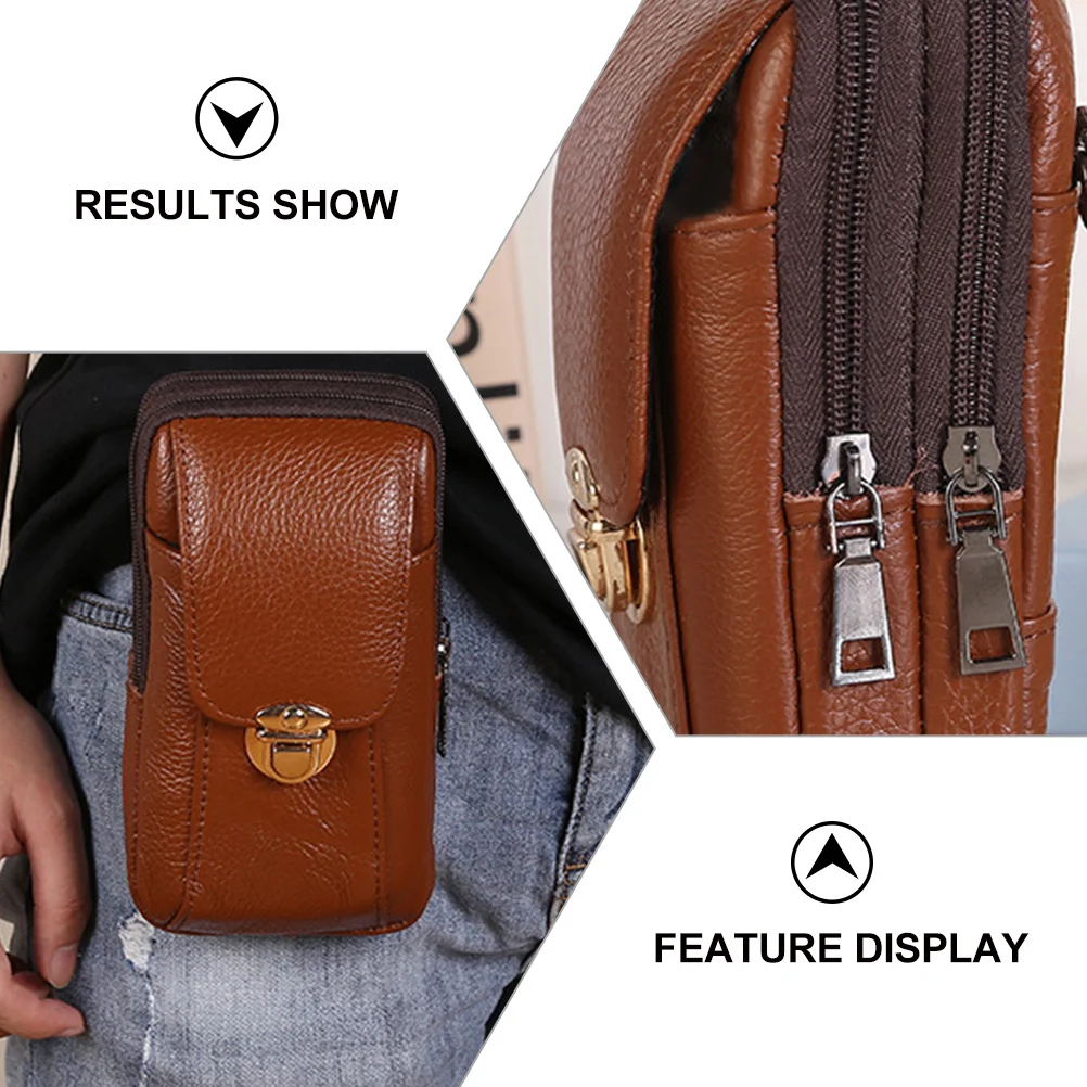 

1Pcs Cowhide Waist Bag Lightweight Durable Portable Outdoor Men Phone Storage Travel Key Holder Casual Vintage Pouch