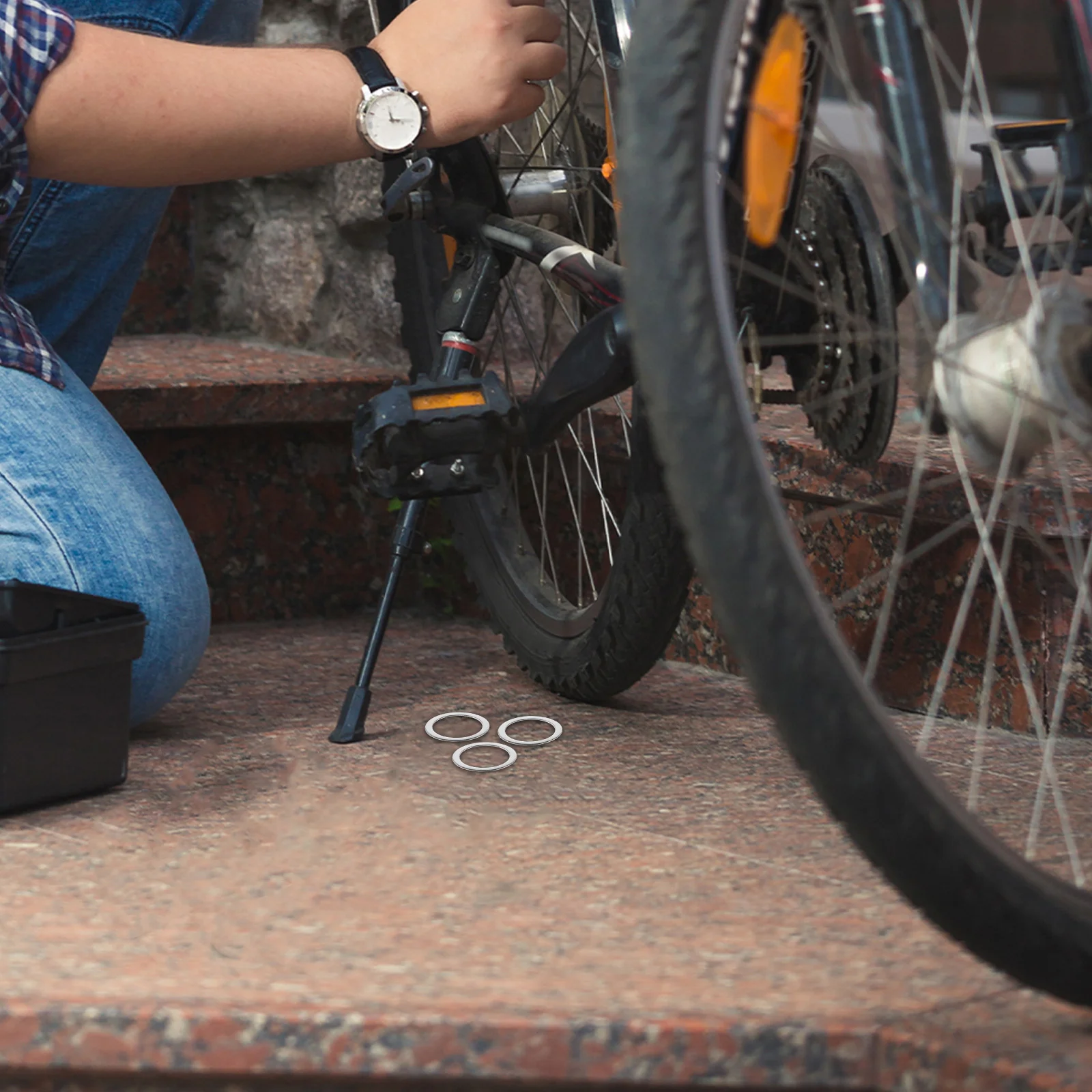 

8Pcs Stainless Steel Bicycle Pedal Washers Pedal Extenders for Mountain Road Folding Bikes Universal Fit Bike Pedals Part