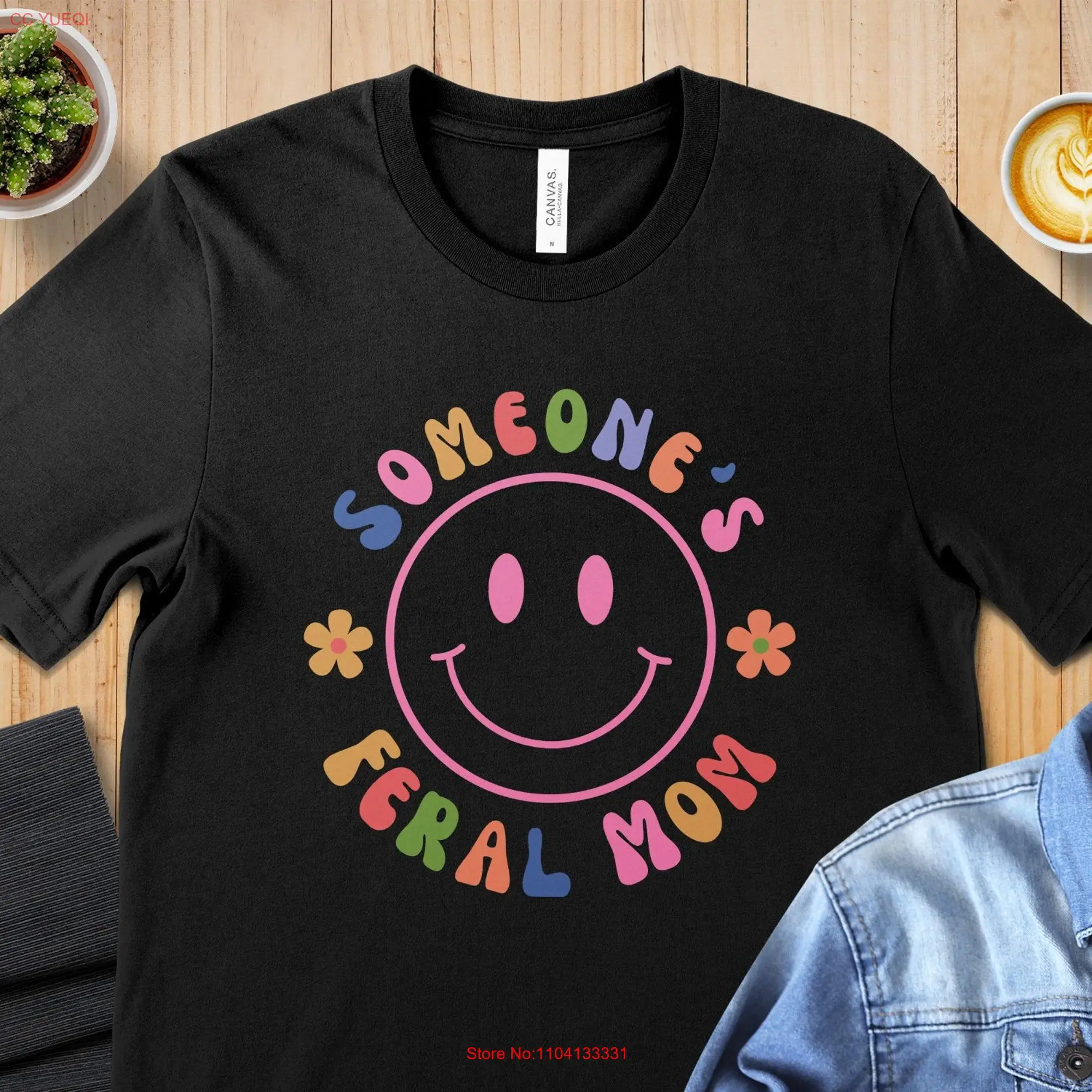 Feral Mom Groovy Mother Funny Mommy Cute Mama T Shirt Humorous Life Cool Ideal for Mothers long or short sleeves