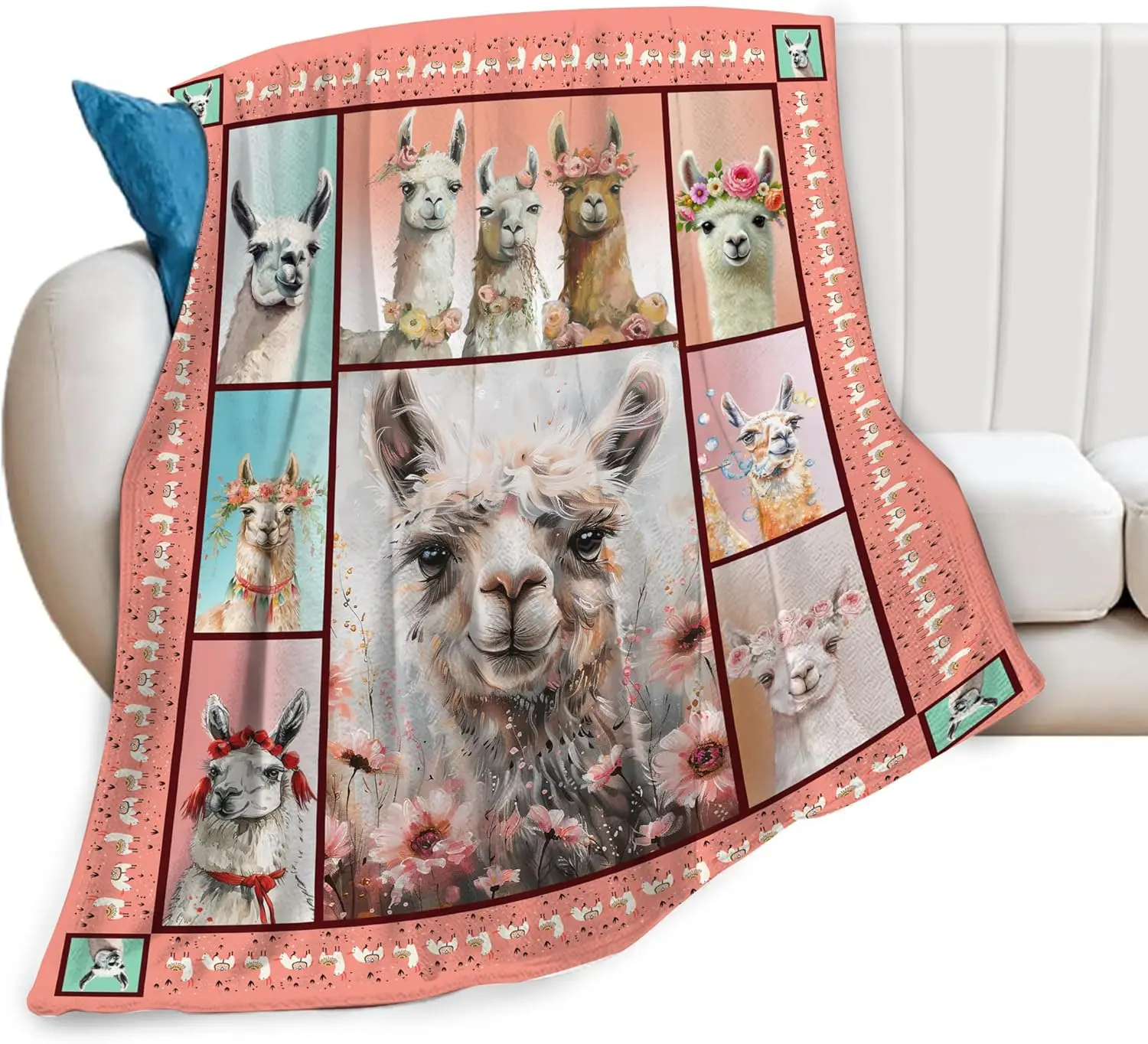 Llama Blanket Soft Warm Cute Alpaca Flannel Fleece Throw - Cozy Animal Plush Bedding Stuff Decor Gifts For Llama Lover Girls Boy