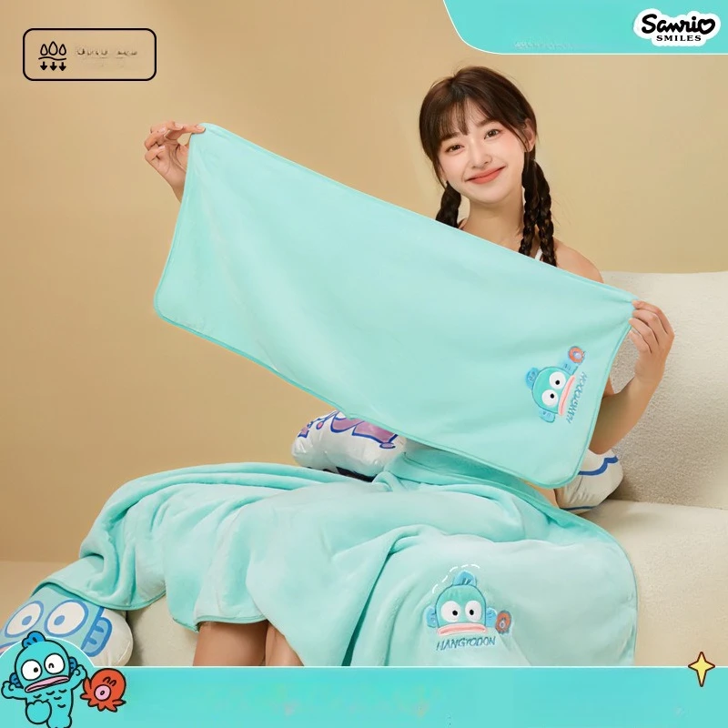 

Авторизованное банное полотенце Хантон Miniso Sanrio, коралловый бархат, впитывает воду, чем чистый хлопок, милое детское купальное полотенце с уродливой рыбой