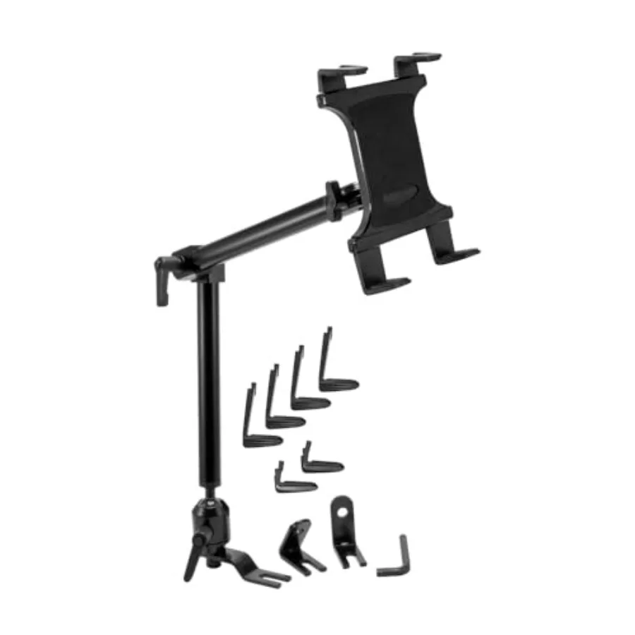 

Car Seat Rail Tablet Mount Holder with 22-inch Arm Heavy-Duty Metal Construction Black Finish Adjustable Angle and Height for E