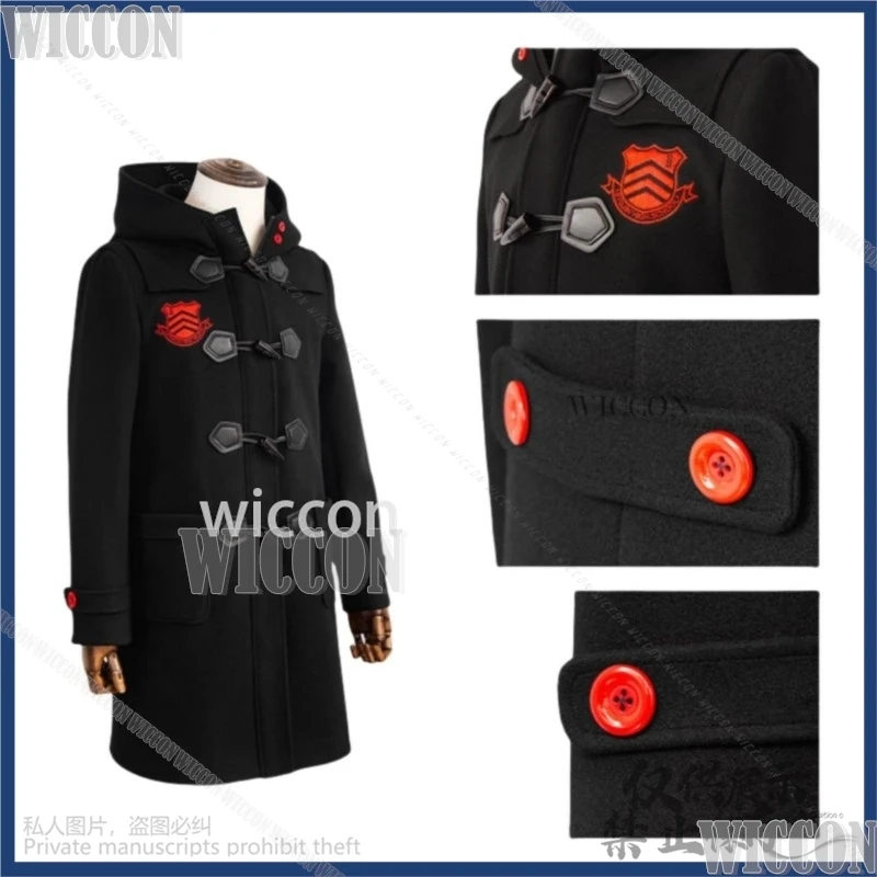 Anime jogo personaa5 cosplay amamiya ren traje inverno preto casaco cachecol uniforme homem conjunto completo halloween natal personalizado