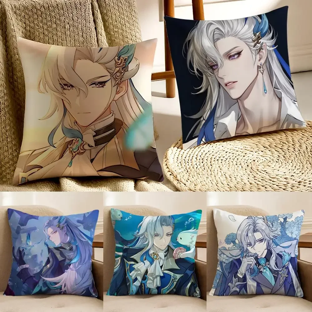Game Character N-Neuvillette Cushion Cover Pillowcase Anti-dustmite living Room Sofa Decor Cushion Room